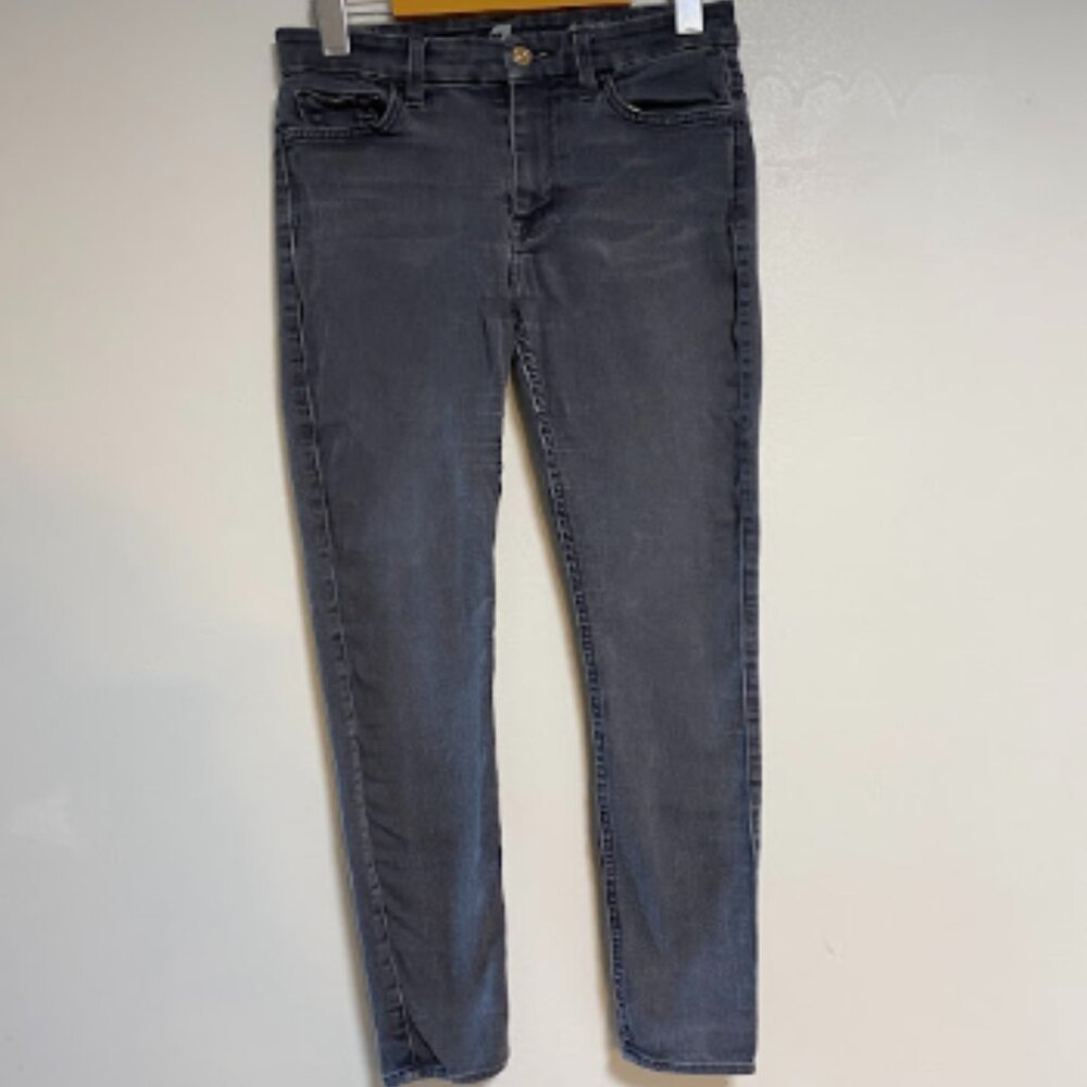 7 For All Mankind The High Waist Washed Black Women's Ankle Skinny Jeans Size 27 - Picture 2 of 12